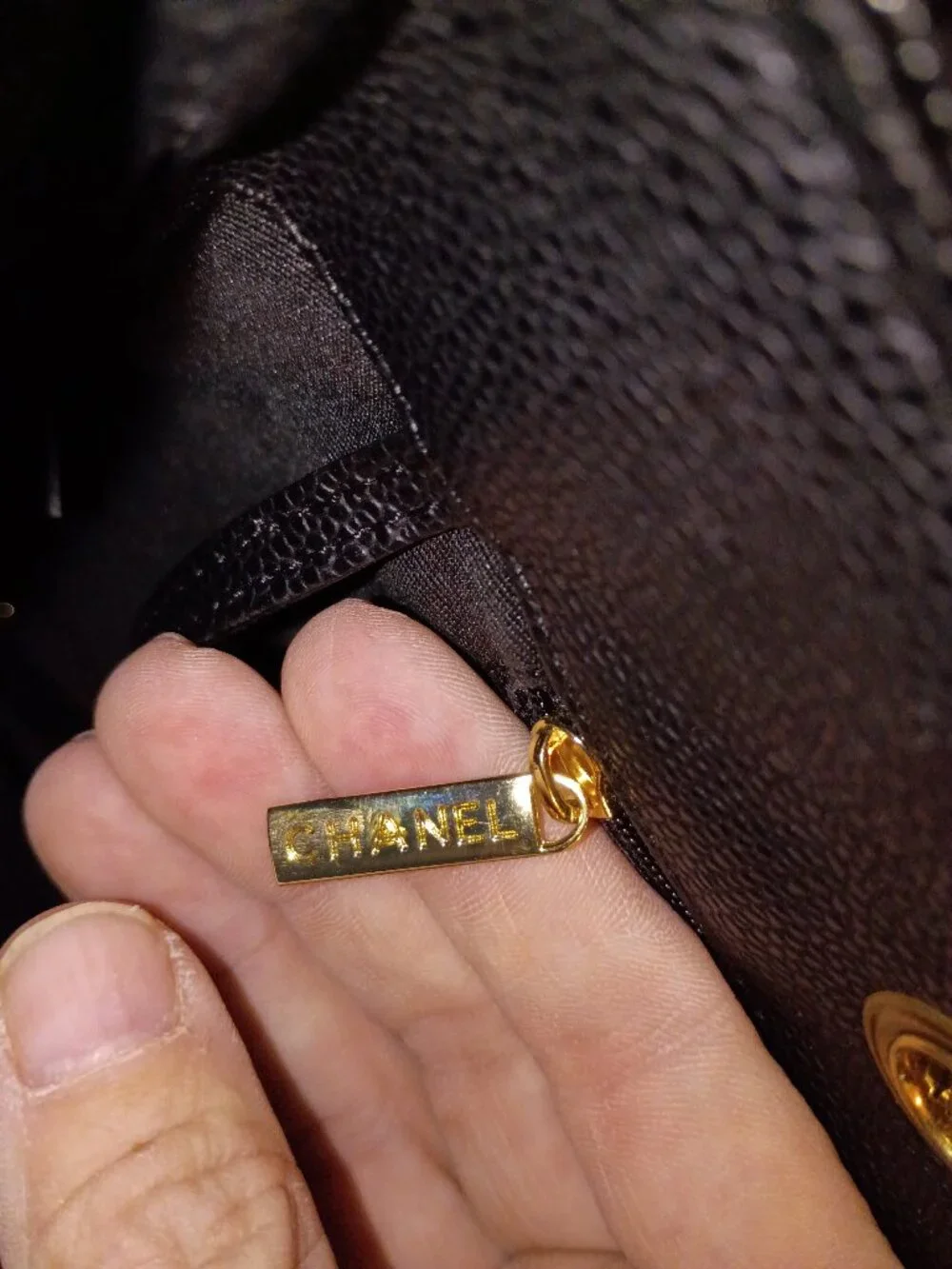 Authentic CHANEL discontinued gst black caviar leather with gold hardware